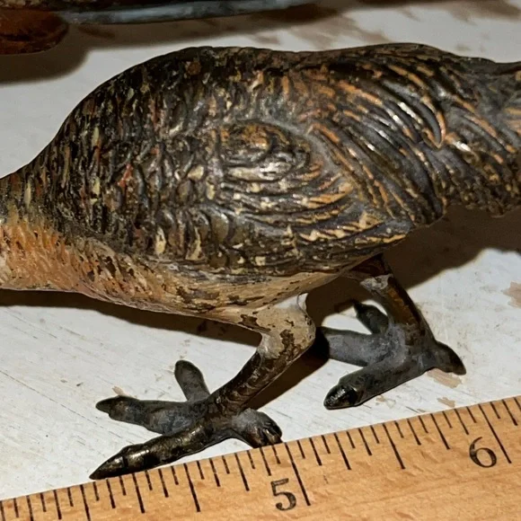 Antique cold painted bronze quail bird figurines Austrian
